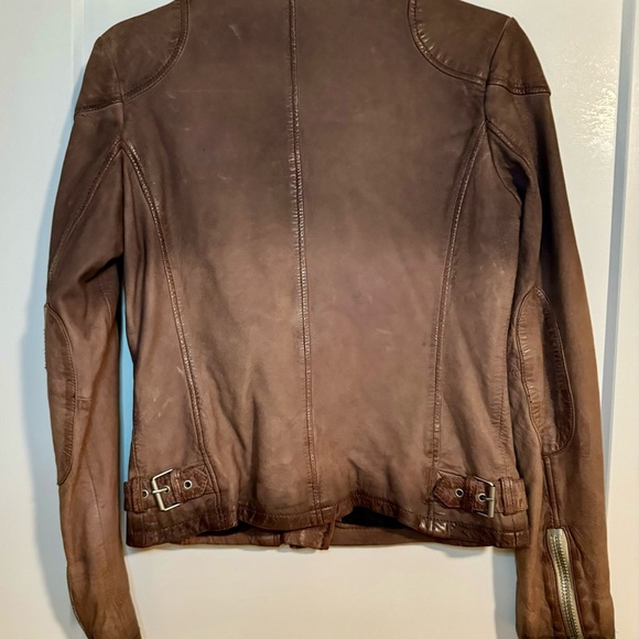 New Mauritius Distressed Leather Brown Y2K 90’s vibe Jacket Size US 8 EU M DE38 - Picture 15 of 16